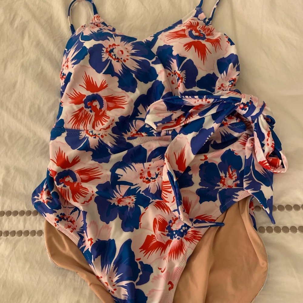 J. Crew Eco V-neck Wrap One-piece, Pansy Print